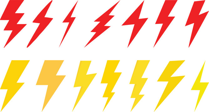 Collection of black lightning bolt icons and symbols on a white background representing energy and power.Webflash thunder power icon, Lightning bolt icon with thunder bolt - Electric power icon symbol
