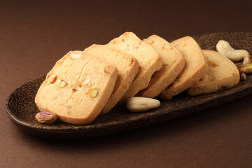 baked butter cookies with garnished dry fruits