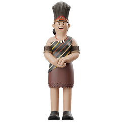 3D Render of Woman in Traditional Outfit