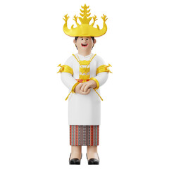 3D Render of Lampung Woman in Traditional Costume