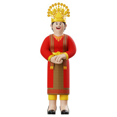 3D Rendering of Indonesian Woman in Traditional Dress