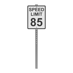 Speed Limit 85 Road Sign on a Pole