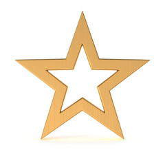 Shiny Golden Outlined Star 3D Render