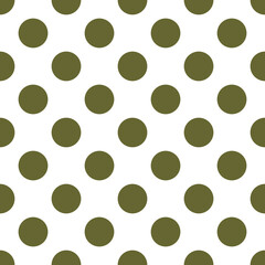 Seamless vector pattern with green polka dots on white background. 