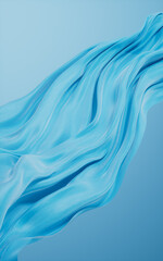 Soft blue wave cloth background, 3d rendering.