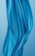 Soft blue wave cloth background, 3d rendering.