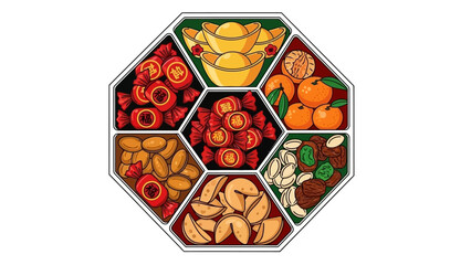 Traditional Chinese New Year Snack Box with Assorted Treats