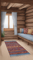 Discover the Charm of a Cozy Cabin Interior: A Perfect Fusion of Rustic Comfort and Modern Design in a Serene Living Space