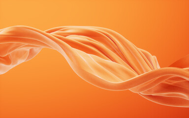 Flowing orange cloth background, 3d rendering.