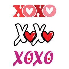 XOXO Love Typography with Heart Icons