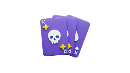Skull Playing Cards Stacked on White Background