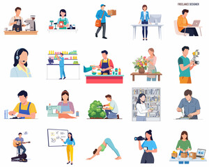 Fototapeta premium Flat Style Detailed Diverse Occupation Illustration Representing Various Career Option