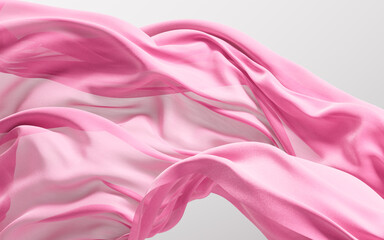 Flowing pink wave cloth background, 3d rendering.