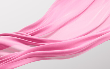 Flowing pink wave cloth background, 3d rendering.