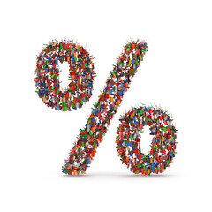 Vibrant Percentage Symbol Made by Confetti