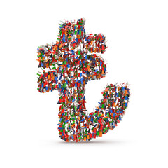 Turkish Lira Symbol Formed by a Multitude of Tiny Colorful Confetti