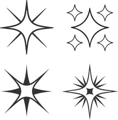 Obraz premium Four Dark Gray Starburst and Sparkle Shapes graphic