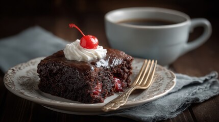 slice of moist chocolate cake