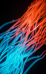 Glowing gradient neon curve lines background, 3d rendering.