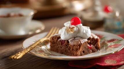 slice of moist chocolate cake