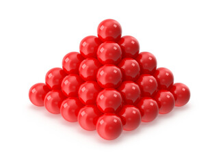 Shiny Red Spheres Stacked in a Perfect Pyramid