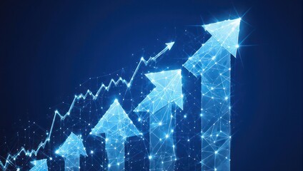 Digital Growth - Arrows Pointing Upward in a Connected Network.