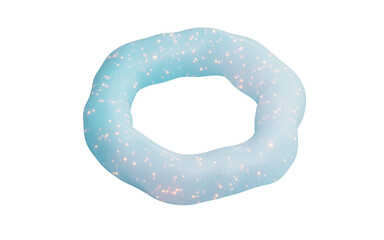 Abstract organic blue ring with particles, 3d rendering.