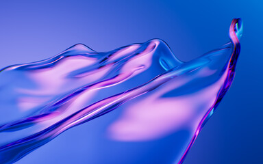Flowing gradient transparent cloth background, 3d rendering.