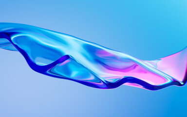 Flowing gradient transparent cloth background, 3d rendering.