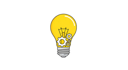 Glowing light bulb with gears representing creative thinking and innovation Idea Concept Process Solution Mechanism