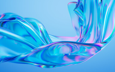 Flowing gradient transparent cloth background, 3d rendering.