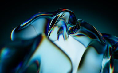 Flowing gradient transparent cloth background, 3d rendering.