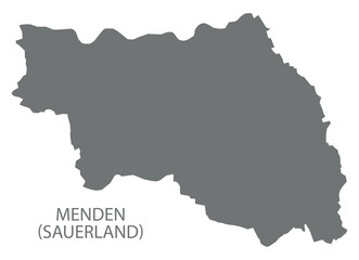 Menden (Sauerland) city map with boroughs grey illustration silhouette shape