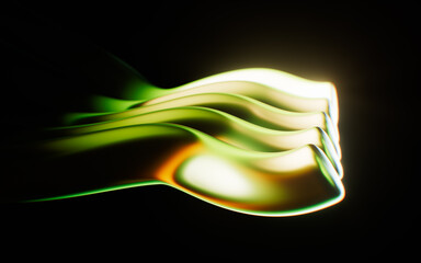 Transparent tube glass geometries with colorful lights, 3d rendering.