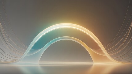 Vibrant glowing arc with dynamic light trails in modern space