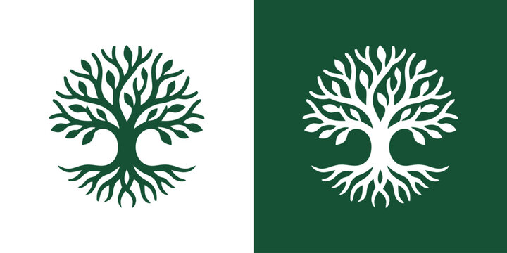 Creative illustration of abstract and simple tree logo design.
