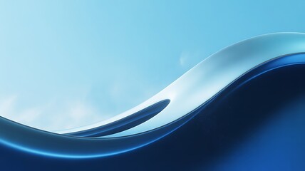 Elegant blue wave design with gradient sky background