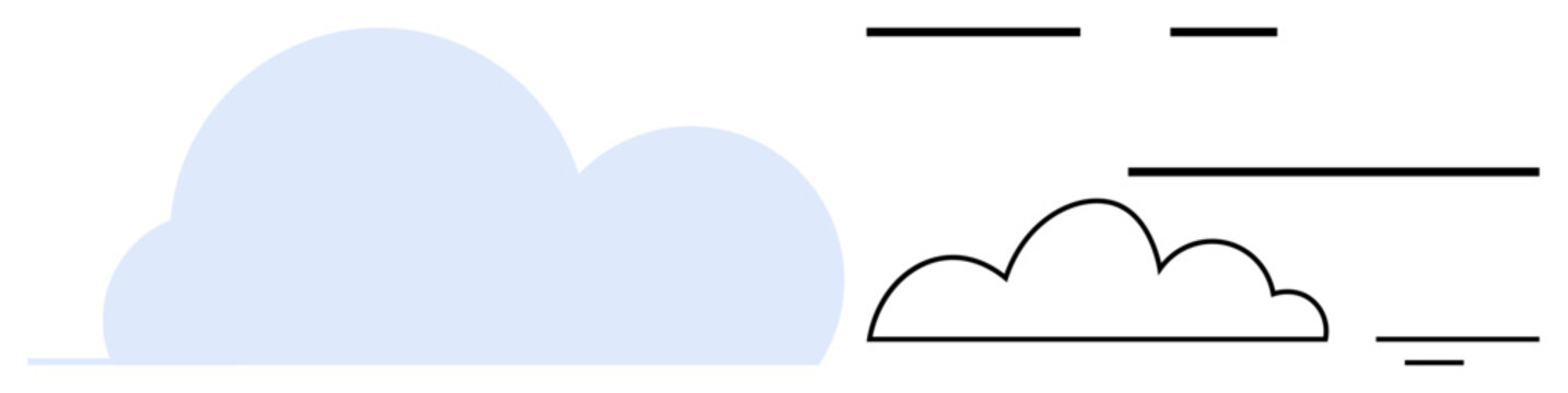Cloud design. Blue cloud and outlined cloud in a minimalistic style for weather icons, data storage concepts, backup systems, environmental , and digital communication visuals