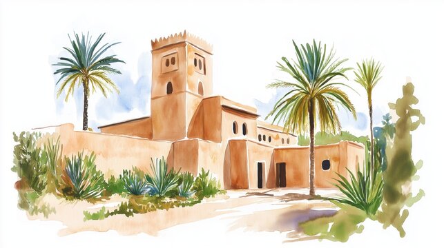Cyrene. Cyrene hand drawn watercolor illustration on white background