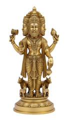 Golden brass statue of the five-faced Lord Hanuman (Panchamukhi Hanuman), representing immense strength and protection from all directions.
