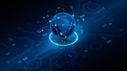 Global connection network background. World map. High-speed internet technology concept or fast wireless data transmission. modern internet network connection technology background