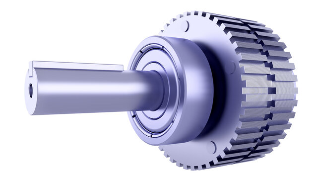 Stepper Rotor - Industrial Stepper Electric Motor Rotor. Stepping Motor Rotor Part. 3D rendering isolated on white background. Ideal for educational, engineering and industrial design.