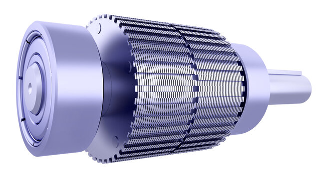 Industrial Stepper Motor Rotor. Synchronous Stepping Motor Rotor Part. 3D rendering isolated on white background. Ideal for educational, engineering and industrial design.