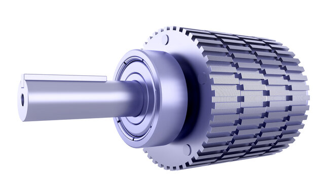 Industrial Stepper Electric Motor Rotor. Stepping Motor Rotor Part. 3D rendering isolated on white background. Ideal for educational, engineering and industrial design.