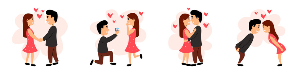 Couple in love. Valentine's Day lovers. Vector set