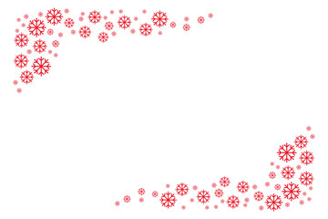 Minimal festive background with delicate red snowflakes forming a decorative border frame on white, perfect for Christmas cards, winter holiday invitations, seasonal banners, posters and social media.