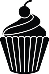 Cupcake with Cherry Silhouette Icon