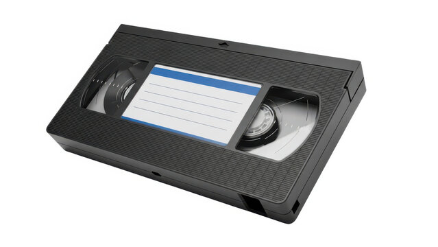 Black vhs video cassette isolated on a white background