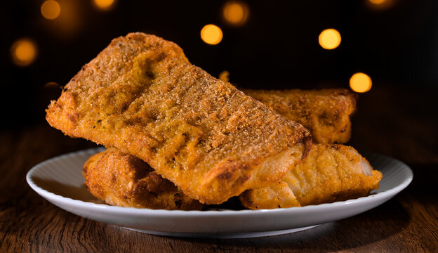 Breaded fish on the holiday table