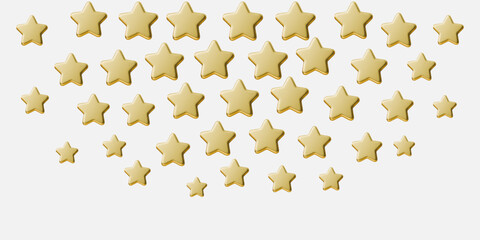 Gold 3D star on white background. Gold star icons for reviews, awards and feedback. Premium stars for rating systems, quality marks, achievements and customer reviews.